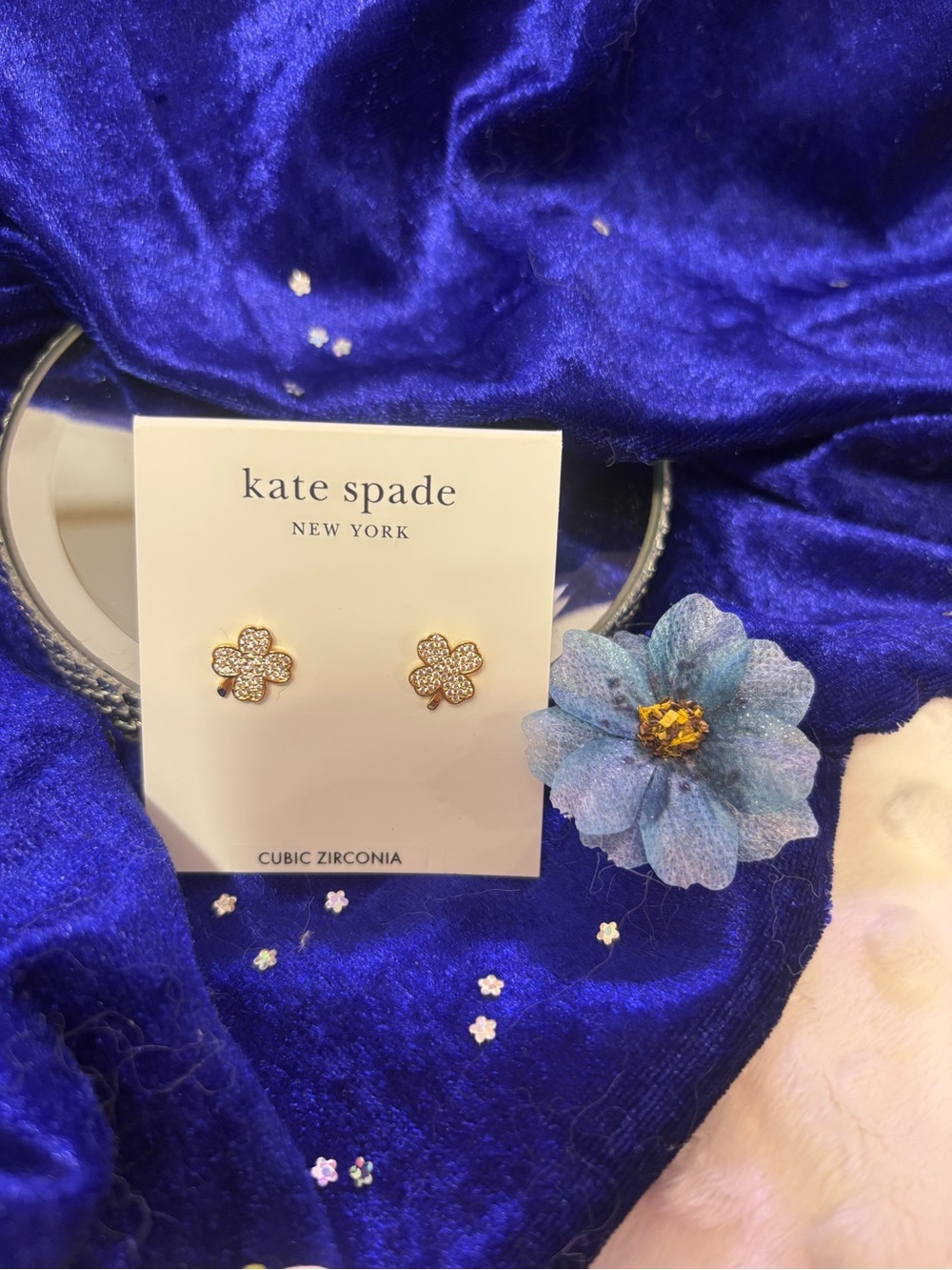 kate spade Gold Clover CZ Stud Earrings